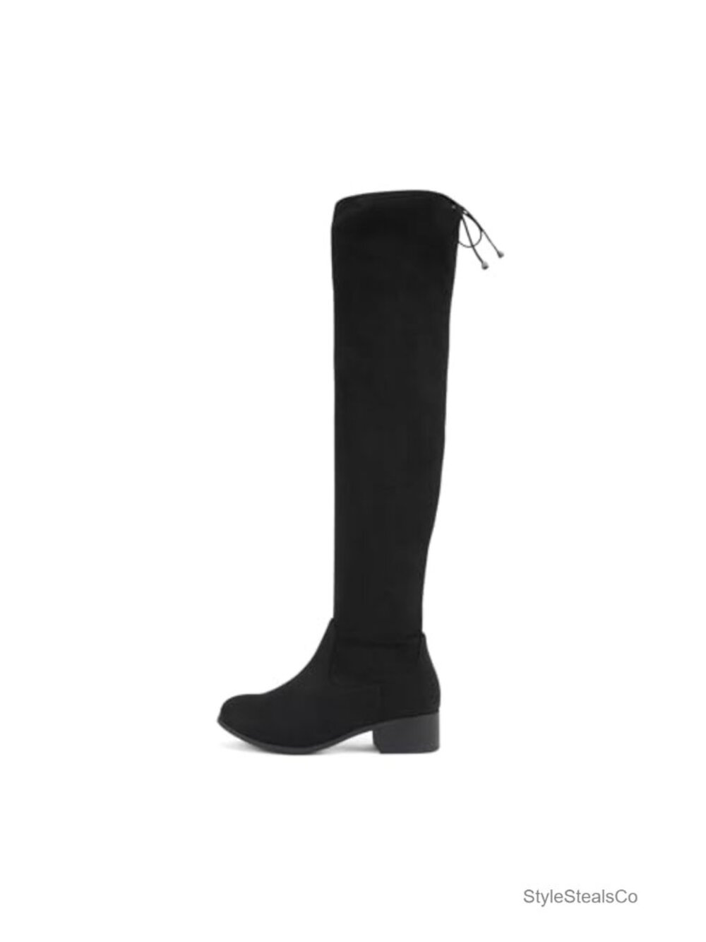 Women's Round Toe Drawstring Over the Knee Boots Block Heel